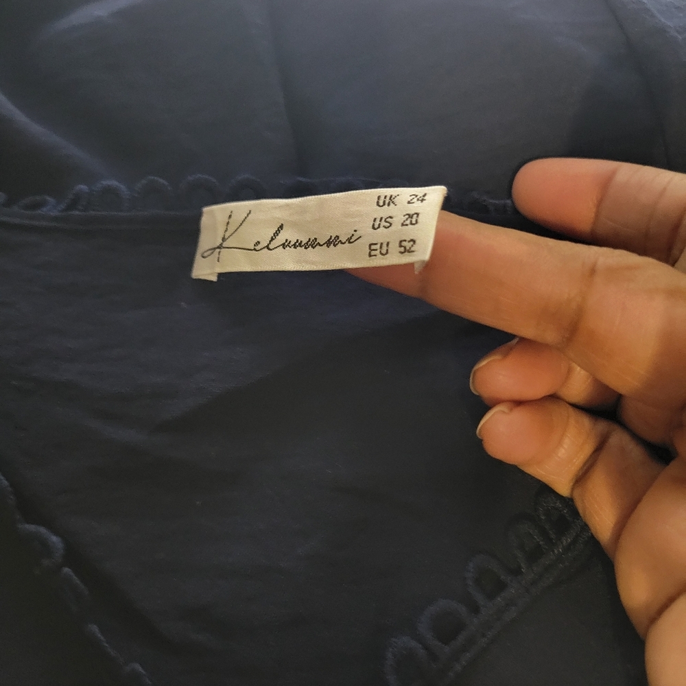 Navy V-Neck Flutter Sleeve Dress - Picture 8 of 10